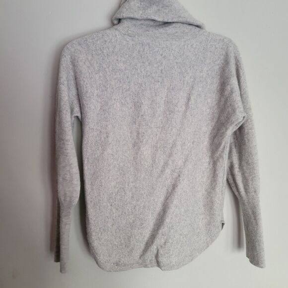 Cashmere Turtle Neck Sweater Max Studio Cream/Gray 100% 2 Ply Tunic Sz Med - Picture 9 of 13